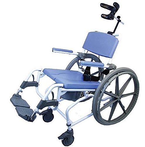 EZee Life 18' Tilt Shower Rehab Commode Bath Toilet Wheelchair with 24' Wheels