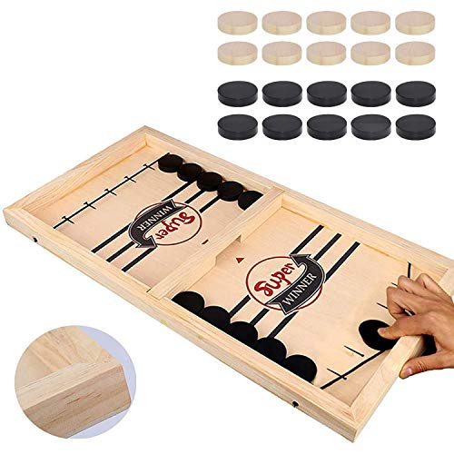 HELLO PAPAYA Fast Sling Foosball Supper Fast Winner Puck Game (Large Size), Table Desktop Battle 2 in 1 Ice Hockey Game, Funny Battle Board Games for Adults or Kids Party Home Parent - Child Game