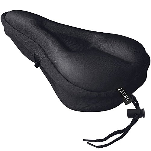 Zacro Gel Bike Seat Cover- BS031 Extra Soft Gel Bicycle Seat - Bike Saddle Cushion with Water&Dust Resistant Cover (Black)