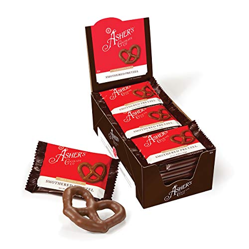 Asher's Chocolate, Chocolate Covered Pretzels, Gourmet Sweet and Salty Candy, Small Batches of Kosher Chocolate, Family Owned Since 1892 (18 count, Milk Chocolate)
