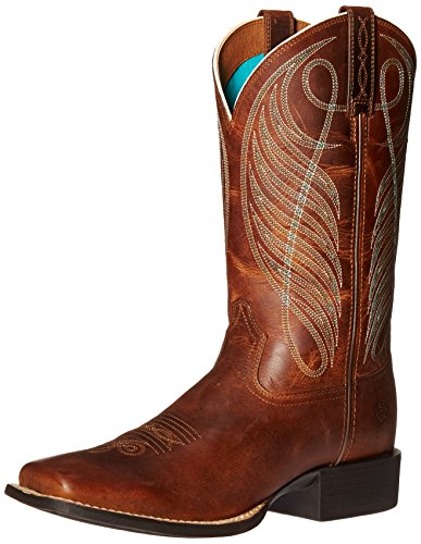 Ariat Women's Round Up Wide Square Toe Western Cowboy Boot, Powder Brown, 9 B US