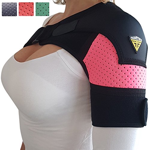 FIGHTECH Shoulder Brace for Men and Women | Compression Support for Torn Rotator Cuff and Other Shoulder Injuries | Left or Right Arm (Pink, Large/X-Large)