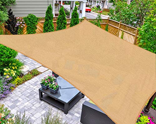 AsterOutdoor Sun Shade Sail Rectangle 16' x 20' UV Block Canopy for Patio Backyard Lawn Garden Outdoor Activities, Sand