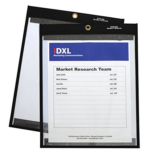 C-Line 9 x 12 Inches Clear on Both Sides Magnetic Stitched Shop Ticket Holder, Box of 25 (85912)