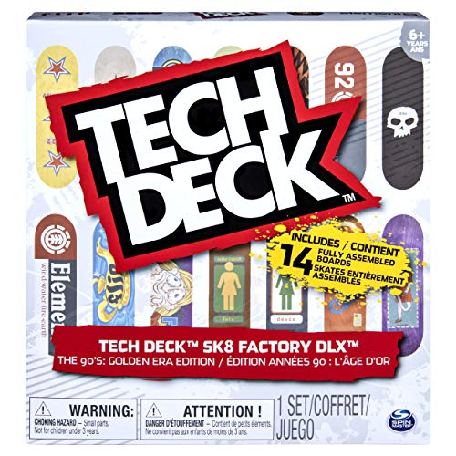 TECH DECK, Sk8 Factory DLX 14 Pack Fingerboards, Golden Era 90’s Edition