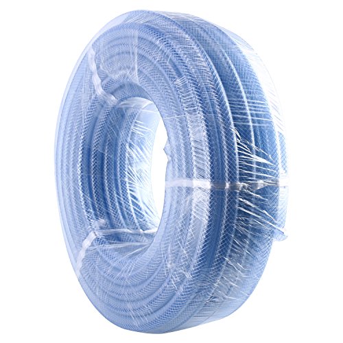 Homend 3/4' ID X 100FT High Pressure Braided Clear Flexible Industrial PVC Tubing Heavy Duty UV Chemical Resistant Vinyl Hose Water (3/4' ID X 100FT)