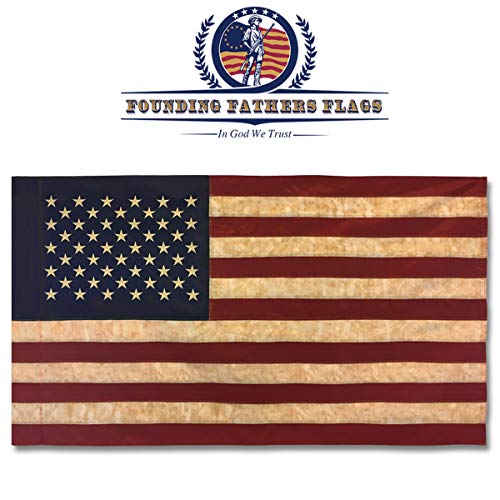 Founding Fathers Flags Embroidered Vintage American Flag - Premium Quality Oxford Polyester - 3'x5' w/Sleeve