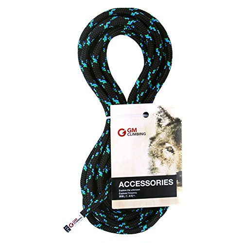 GM CLIMBING 8mm Accessory Cord Rope 19kN Double Braid Pre Cut CE/UIAA (Black, 20ft 8mm)