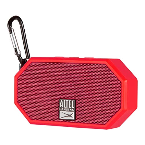 Altec Lansing Portable Bluetooth Speaker – IP67 Waterproof Outdoor Speaker with 30-Foot Range and 6-Hour Battery – Floating Shockproof Wireless Speaker for Beach, Shower, Home and Car (Red)