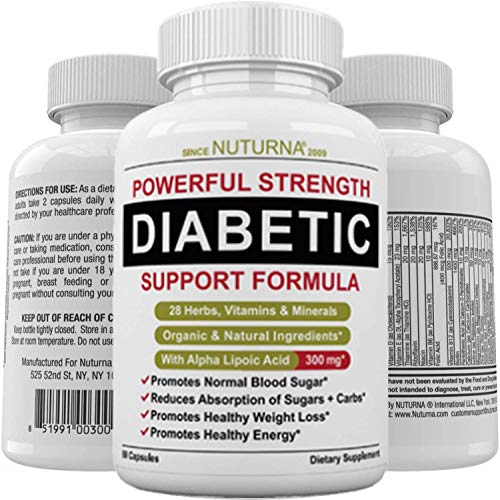 Diabetic Support Formula - 28 Vitamins Minerals Herbs with 300 mg Alpha Lipoic Acid for Blood Sugar Support & Extra Energy Support - Diabetes Nutritional Supplement for Men & Women