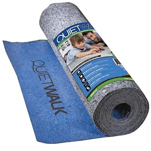MP Global Products QuietWalk Laminate Flooring Underlayment with Attached Vapor Barrier Offering Superior Sound Reduction Compression Resistant and, Moisture Protection Covers 360 Sq. Ft, Blue