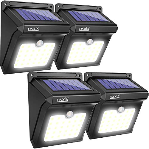 BAXIA TECHNOLOGY BX-SL-101 Solar Lights Outdoor 28 LED Wireless Waterproof Security Solar Motion Sensor Lights, (400LM,4 Packs)