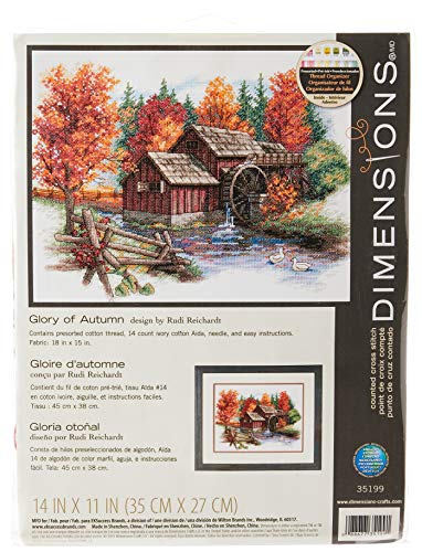 Dimensions 'Glory of Autumn' Seasonal Counted Cross Stitch Kit, 14 Count Ivory Aida, 14' x 11'