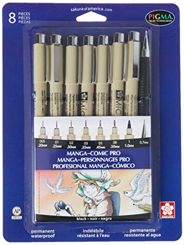 Sakura 50203 8-Piece Pigma Manga Comic Pro Drawing Kit