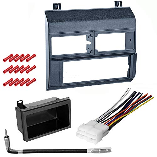 CACHÉ KIT254 Bundle with Car Stereo Installation Kit for GMC Vehicles Listed Below – in Dash Mounting Kit, Harness, Antenna, and Pocket for Single Din Radio Receivers (5 Item)