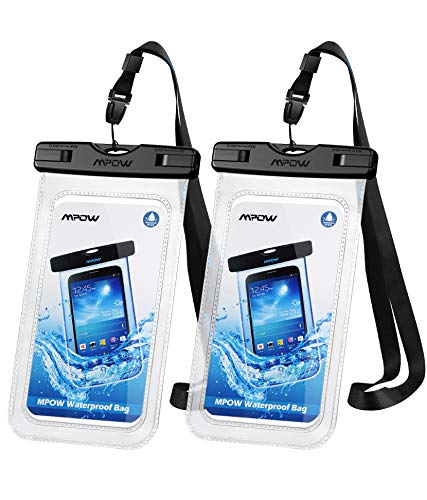 Mpow 097 Universal Waterproof Case, IPX8 Waterproof Phone Pouch Dry Bag Compatible for iPhone 11/11 Pro Max/SE/Xs Max/XR/X/8P Galaxy up to 7', Phone Pouch for Beach Kayaking Travel or Bath (2 Pack)