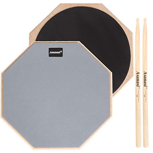 Practice Drum Pad 12 Inch Snare Drum Pad with Drum Sticks, Marching Snare Drum & Exercise Drum Pad for Beginner (Grey)