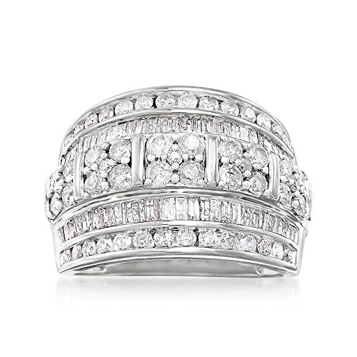 Ross-Simons 2.00 ct. t.w. Baguette and Round Diamond Multi-Row Ring in Sterling Silver For Women