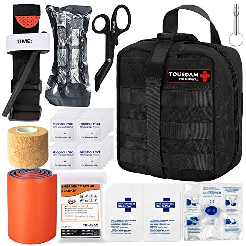 TOUROAM Tactical Emergency First Aid Medical Kit-MOLLE Admin Pouch IFAK-Wound Dressing Blood Control EMT Survival Trauma Kit-Camp Travel Car Medic Kit