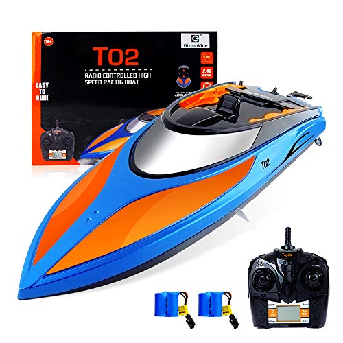 GizmoVine RC Boat High Speed (20MPH+) Remote Control Boats for Pools and Lakes with Extra Battery for Kids and Adults, 2019 Update Version (Blue and Orange)