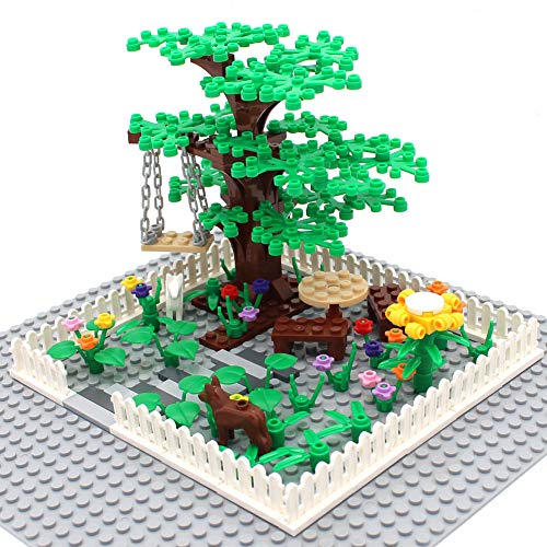 Botanical Scenery Accessories Trees, Flowers, Swing and Fences Garden Park Building Block Toy Plant Set Compatible All Major Brands (Without Baseplate)