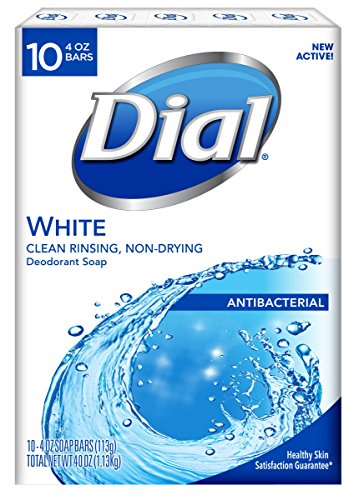 Dial Antibacterial Bar Soap, White, 4 Ounce, 10 Bars