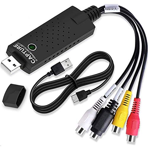 Audio/Video Converter, 2.0 USB VHS to Digital Converter, Video Capture Card VCR TV to DVD Converter for Mac, PC Support Windows 2000/10 / 8/7 / Vista/XP/Android