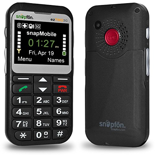 Snapfon ezTWO3G Locked to Snapfon Network | Activation Kit Included | Only for The Snapfon Network | Senior GSM Cell Phone, SOS Button, Hearing Aid Compatible, Mobile Monitoring Service Ready