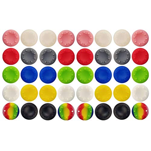 40 Pcs Colorful Silicone Accessories Replacement Part Thumb Grip Cap Cover, Analog Controller Thumb Stick Grips Cap Cover for PS2, PS3, PS4, Xbox 360, Xbox One Controller,.