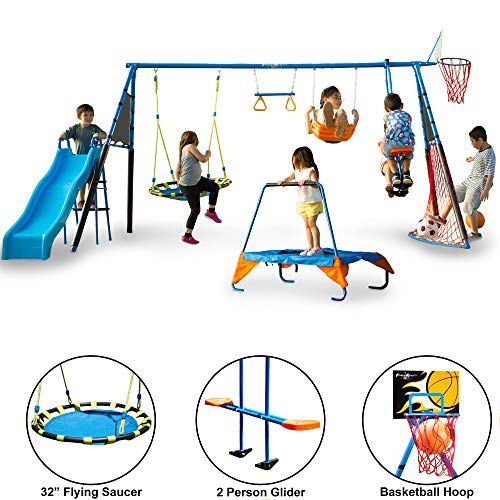 FITNESS REALITY KIDS ‘The Ultimate’ 8 Station Sports Series Metal Swing Set