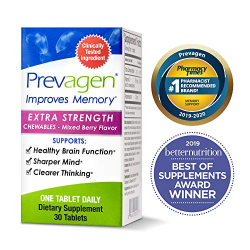 Prevagen Improves Memory - Extra Strength 20mg, 30 Chewables |Mixed Berry| with Apoaequorin & Vitamin D | Brain Supplement for Better Brain Health, Supports Healthy Brain Function and Clarity