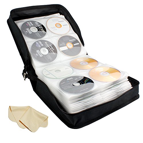 BlueCubi 288 Capacity Portable CD DVD Wallet Binder Book Sleeves Disc Storage Bag Carrying Case