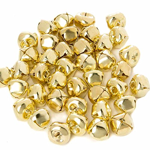 Pack of 200, 1/2' inch Christmas Jingle Bells, Craft Bells for Wreath, Holiday Home Decor, Jewelry Making and Christmas Decoration (Gold)