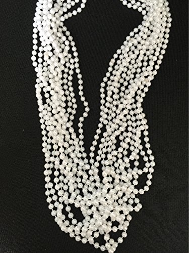 GIFTEXPRESSⓇ 12 PCS White Pearl Bead Necklaces Flapper Beads Party Accessory Party Favor