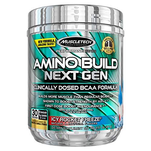 BCAA Amino Acids + Electrolyte Powder | MuscleTech Amino Build | 7g of BCAAs + Electrolytes | Support Muscle Recovery, Build Lean Muscle & Boost Endurance | Icy Rocket Freeze (30 Servings)