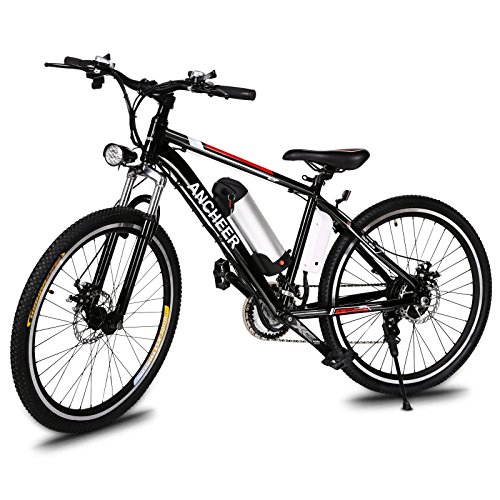 ANCHEER Power Plus Electric Mountain Bike, 26'' Electric Bike with Removable 36V 8Ah Lithium-Ion Battery, 21 Speed Shifter (Black)