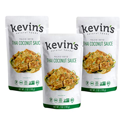 Kevin's Natural Foods - Thai Coconut Sauce, Keto and Paleo Simmer Sauces, Stir-Fry Sauce, Prepare Keto meals fast, No Preservatives, Gluten Free, Soy & Dairy Free - 3 pack (Thai Coconut)