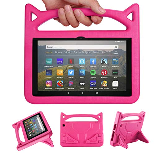 All-New Amazon Fire HD 8 Case,Fire HD 8 Plus Case(10th Generation 2020 Release), Riaour Light Weight Shock Proof Handle Friendly Stand Kid-Proof Case for All-New Fire HD 8 Tablet Cover(Pink)
