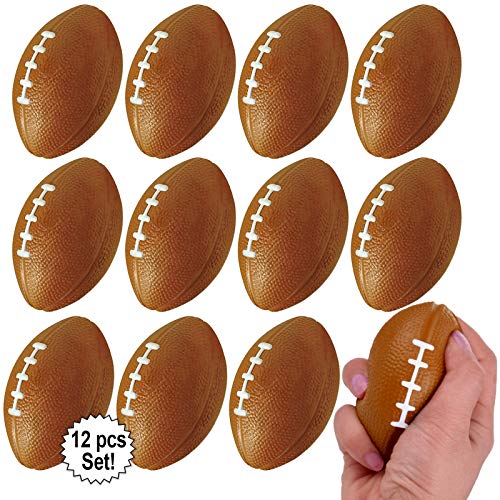 Mini Foam Footballs 12 Pcs Pack | 3.25” Inch Party Favor Balls for Kids | Mini Football Stress Ball Bulk | Toy Sports Little Footballs | Big Game Party Decoration Balls | Small Foam Football for Kids