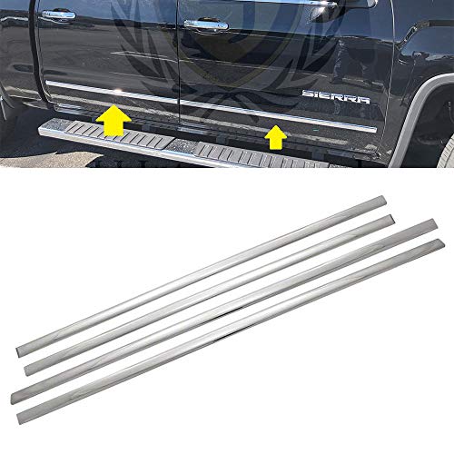 LJ International Quality Accessories Triple Chrome Plated Side Molding Belt Trims for Chevrolet Silverado+GMC Sierra