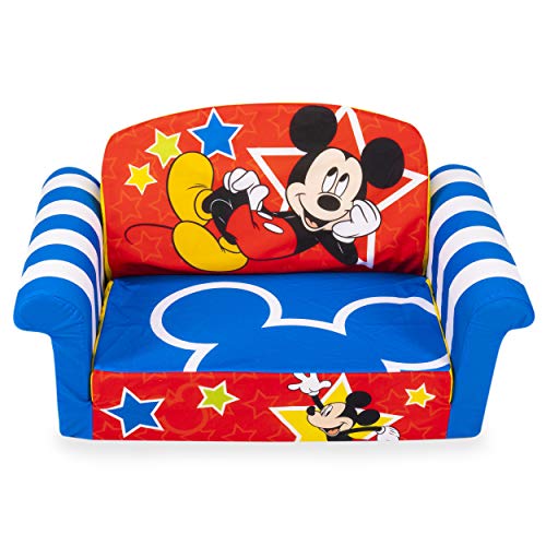 Marshmallow Furniture 2-in-1 Flip Open Couch Bed Sleeper Sofa Kid's Furniture for Ages 18 Months and Up, Mickey Mouse