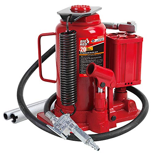 BIG RED TA92006 Torin Pneumatic Air Hydraulic Bottle Jack with Manual Hand Pump, 20 Ton (40,000 lb) Capacity, Red