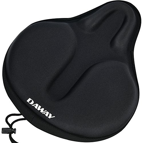 DAWAY Comfortable Exercise Bike Seat Cover C6 Large Wide Foam & Gel Padded Bicycle Saddle Cushion for Women Men Everyone, Fits Spin, Stationary, Cruiser Bikes, Indoor Cycling, Soft