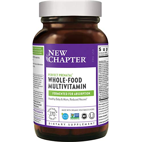 New Chapter Perfect Prenatal Vitamins, 270ct, Organic Prenatal Vitamins, Non-GMO Ingredients for Healthy Baby & Mom - Folate (Methylfolate), Iron, Vitamin D3, Fermented with Whole Foods and Probiotics