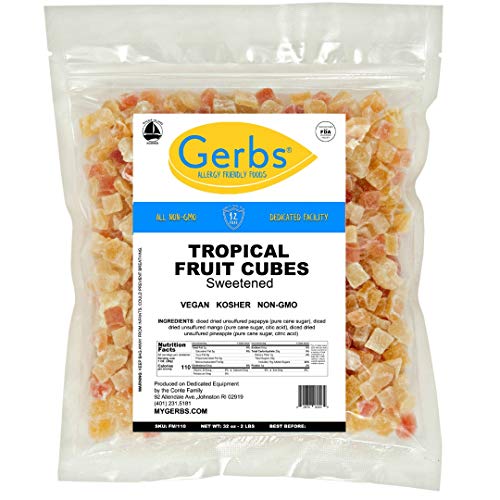 GERBS Dried Tropical Fruit Snack Mix, 32 ounce Bag, Unsulfured, Preservative, Top 14 Food Allergy Free