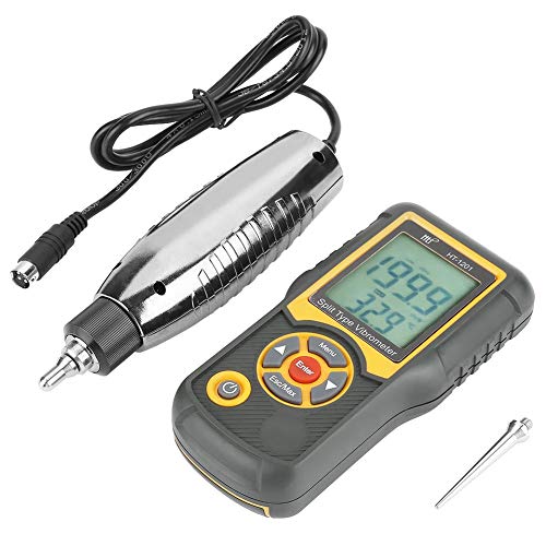Akozon Digital Precision Split Type Vibration Meter HT-1201 Acceleration Sensor Gauge with LCD Backlight Vibration Analyzer Tester Acceleration Velocity Displacement Measurement for Moving Machinery