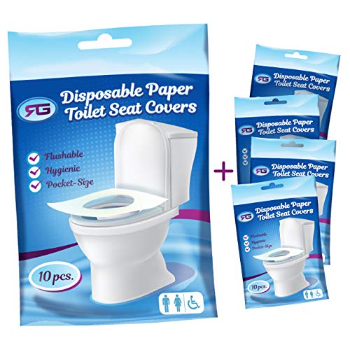 Disposable Toilet Seat Covers Flushable Paper Travel Pack (50-Count)