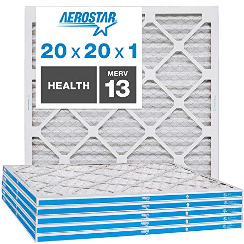 Aerostar Home Max 20x20x1 MERV 13 Pleated Air Filter, Made in the USA, Captures Virus Particles, 6-Pack