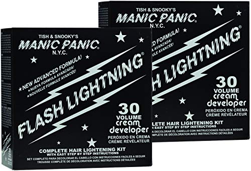 Manic Panic Flash Lightning Hair Bleach Kit (2-Pack) 30 Volume Cream Developer, Hair Lightener Kit for Light, Medium Or Dark Brown & Black Hair Color, Hair Bleach Powder Lifts Up To 5 Levels