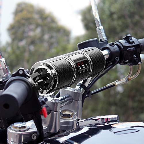 GoHawk RD8 Waterproof Bluetooth Motorcycle Stereo Speakers 7/8-1.25 in. Handlebar Mount MP3 Music Player Audio Amplifier System Scooter Bike ATV UTV Jet Ski, AUX in, USB, microSD, FM Radio